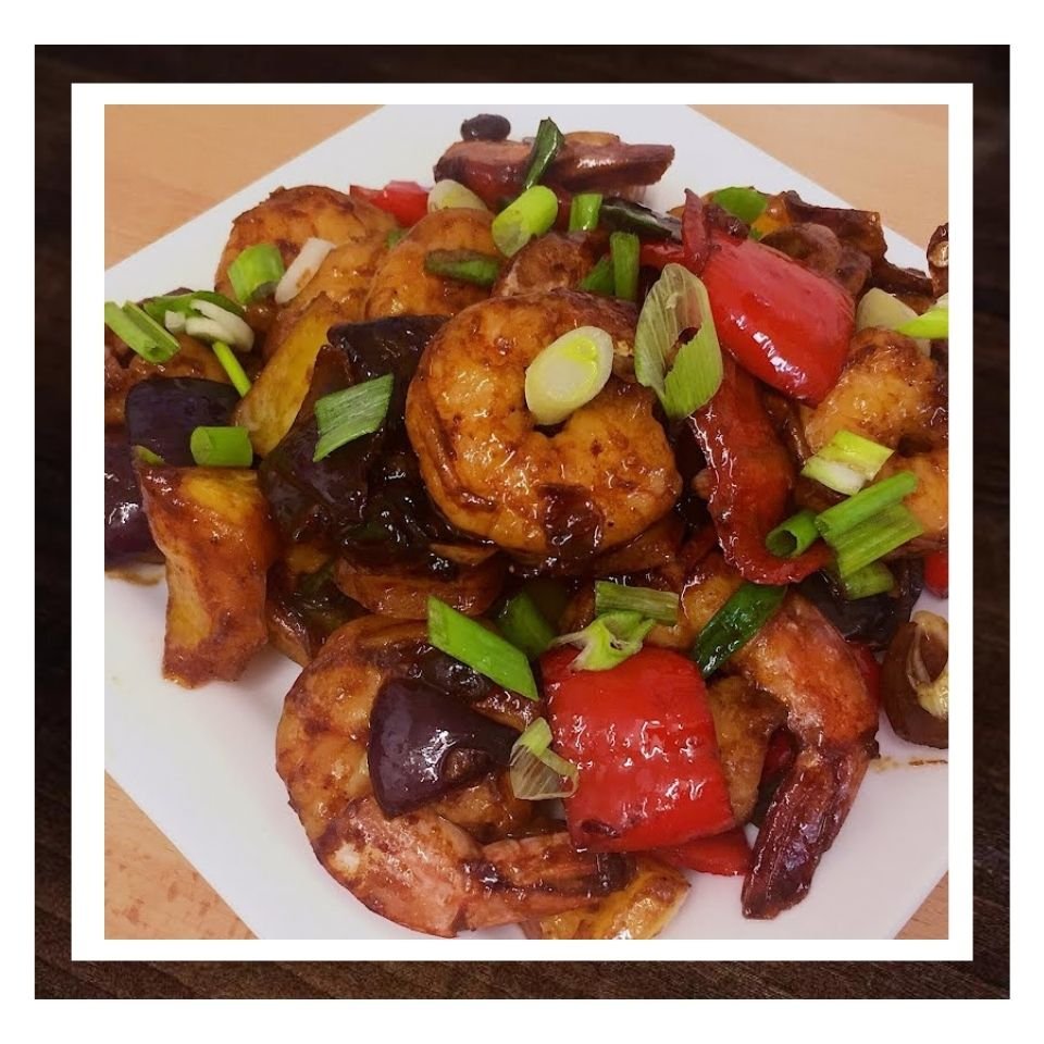 Prawn with Green Pepper in Black Beans Sauce