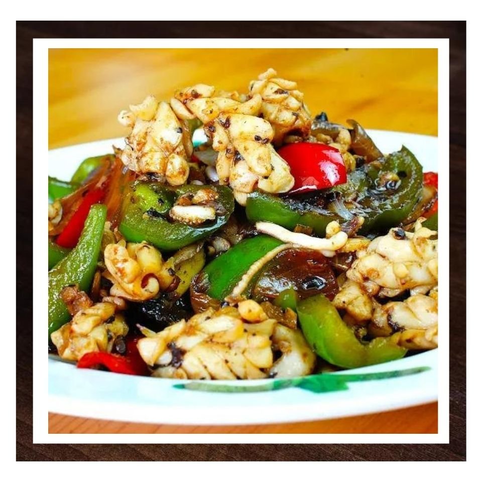 Squied With Green Pepper And Black Bean Sauce